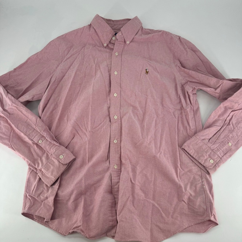 Polo Ralph Lauren Mens XL Pink Oxford Button Down Shirt Long Sleeve Pony Logo